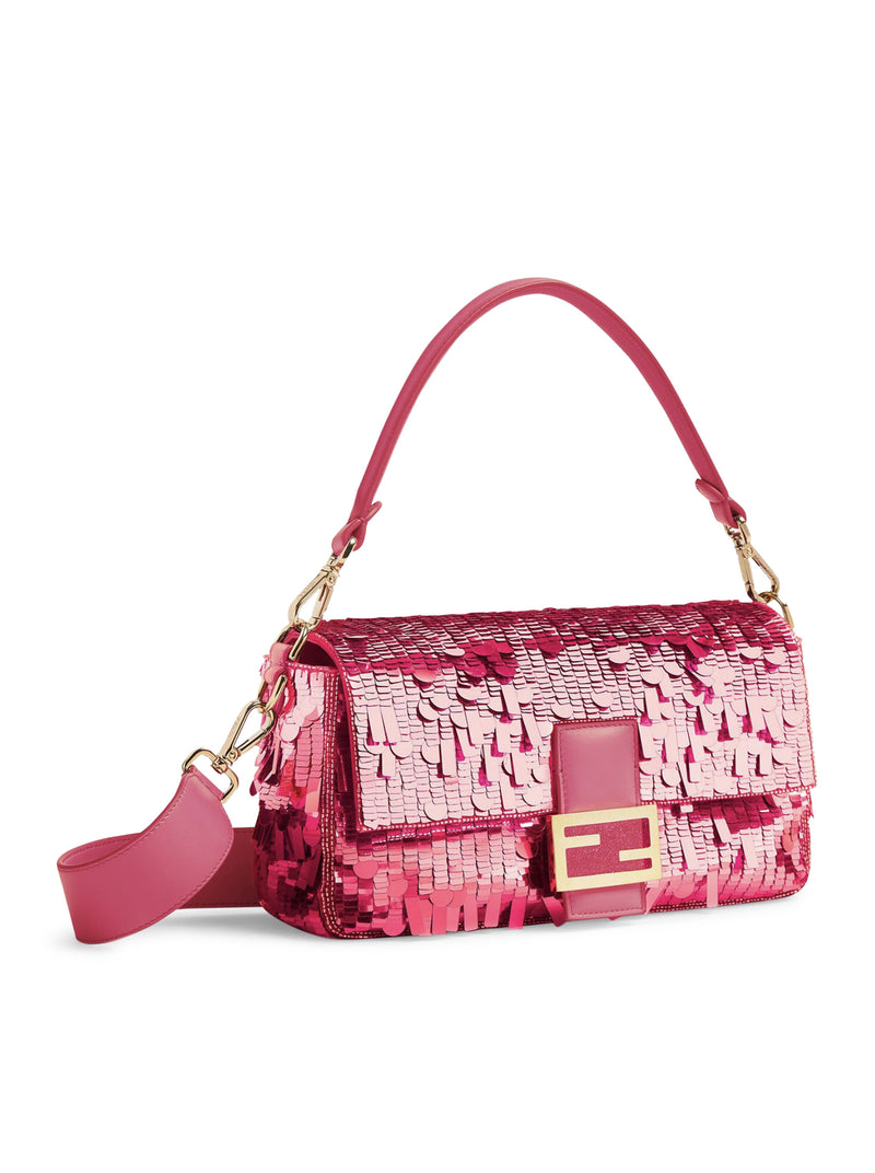 Baguette - Pink sequin and leather bag