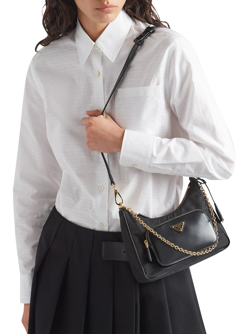 Mini Bag in Re-Nylon and Brushed Leather - Prada - Woman