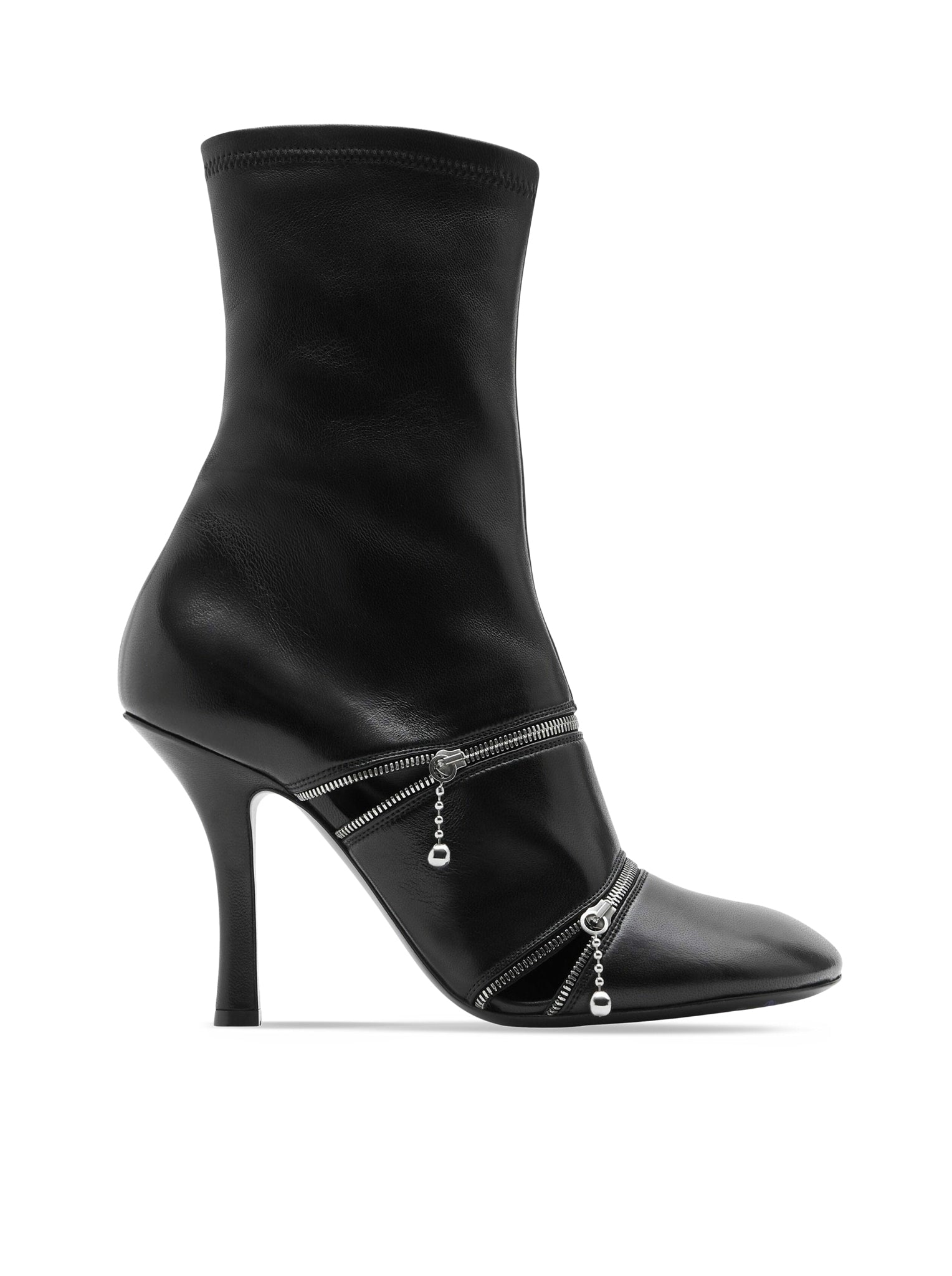 Peep leather ankle boots