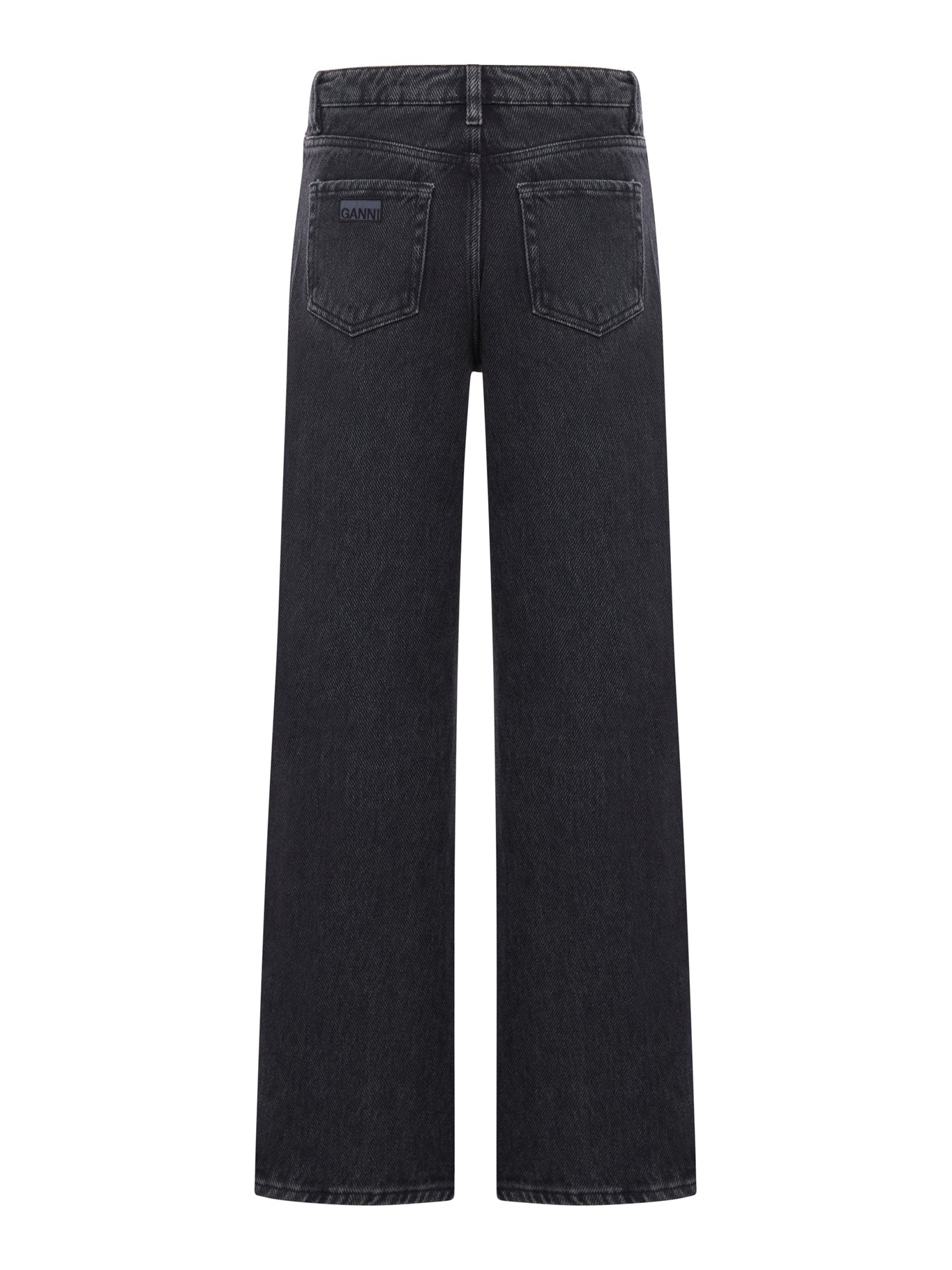Pockets High-Waisted Wide-Leg Jeans in Black