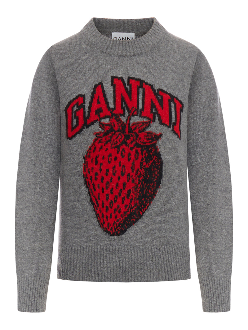 GRAPHIC STRAWBERRY O-NECK PULLOVER