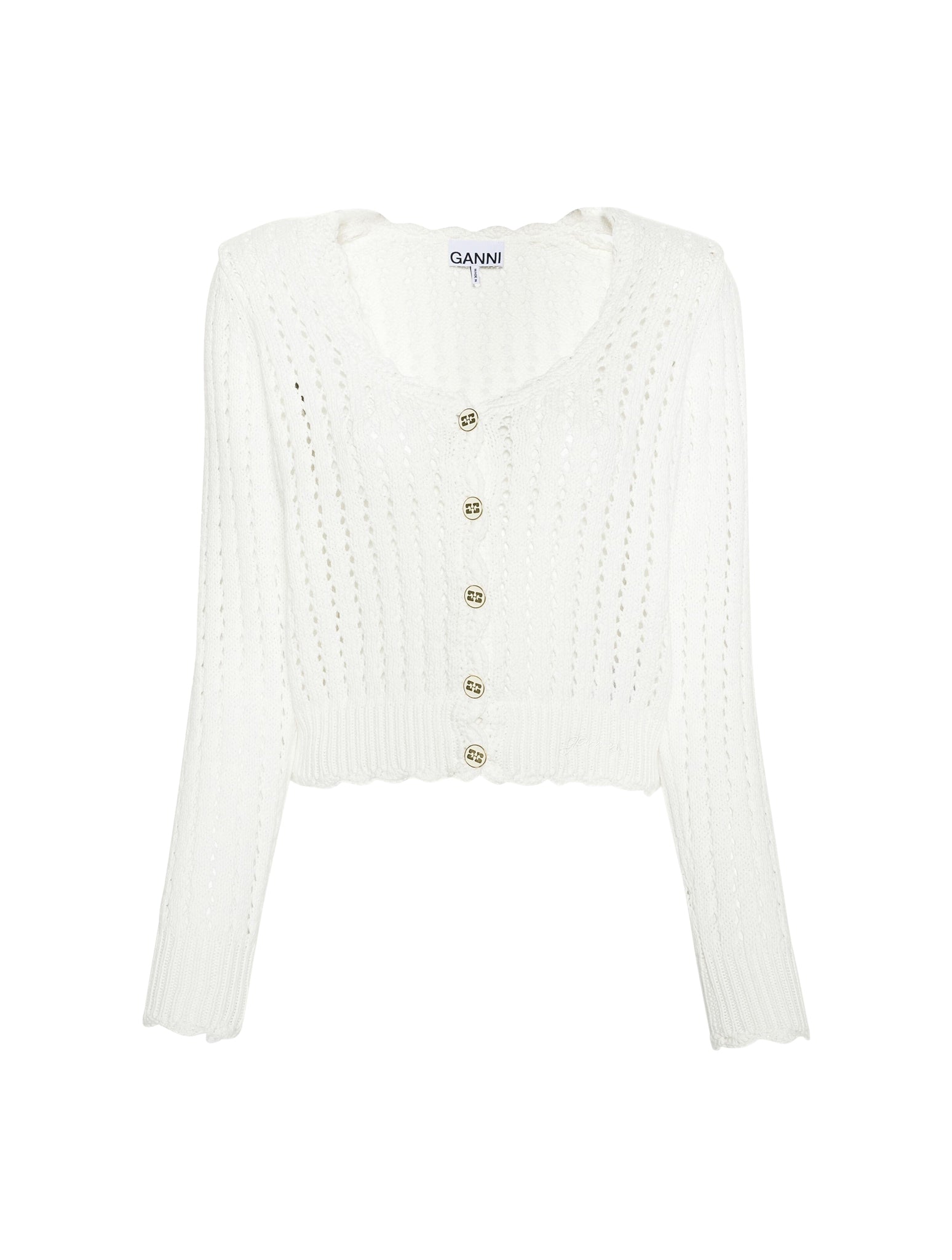 buttoned open-knit cardigan