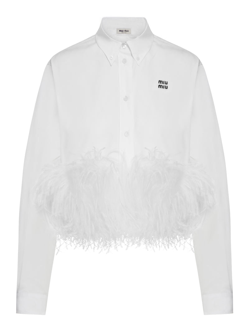 crop shirt with feathers