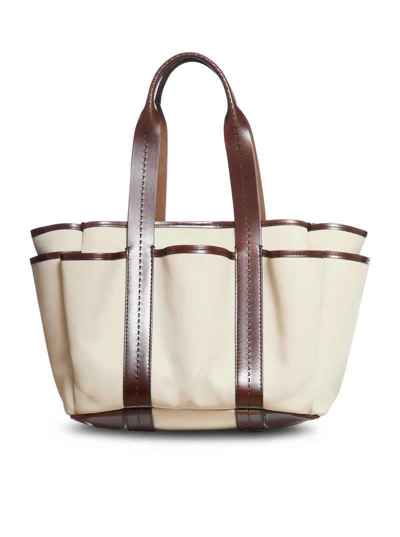 Giardiniera tote bag in canvas and leather