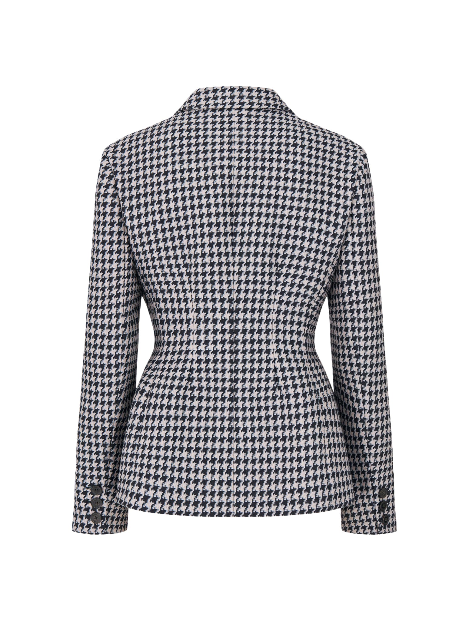 jacket in blue and white virgin wool and houndstooth silk