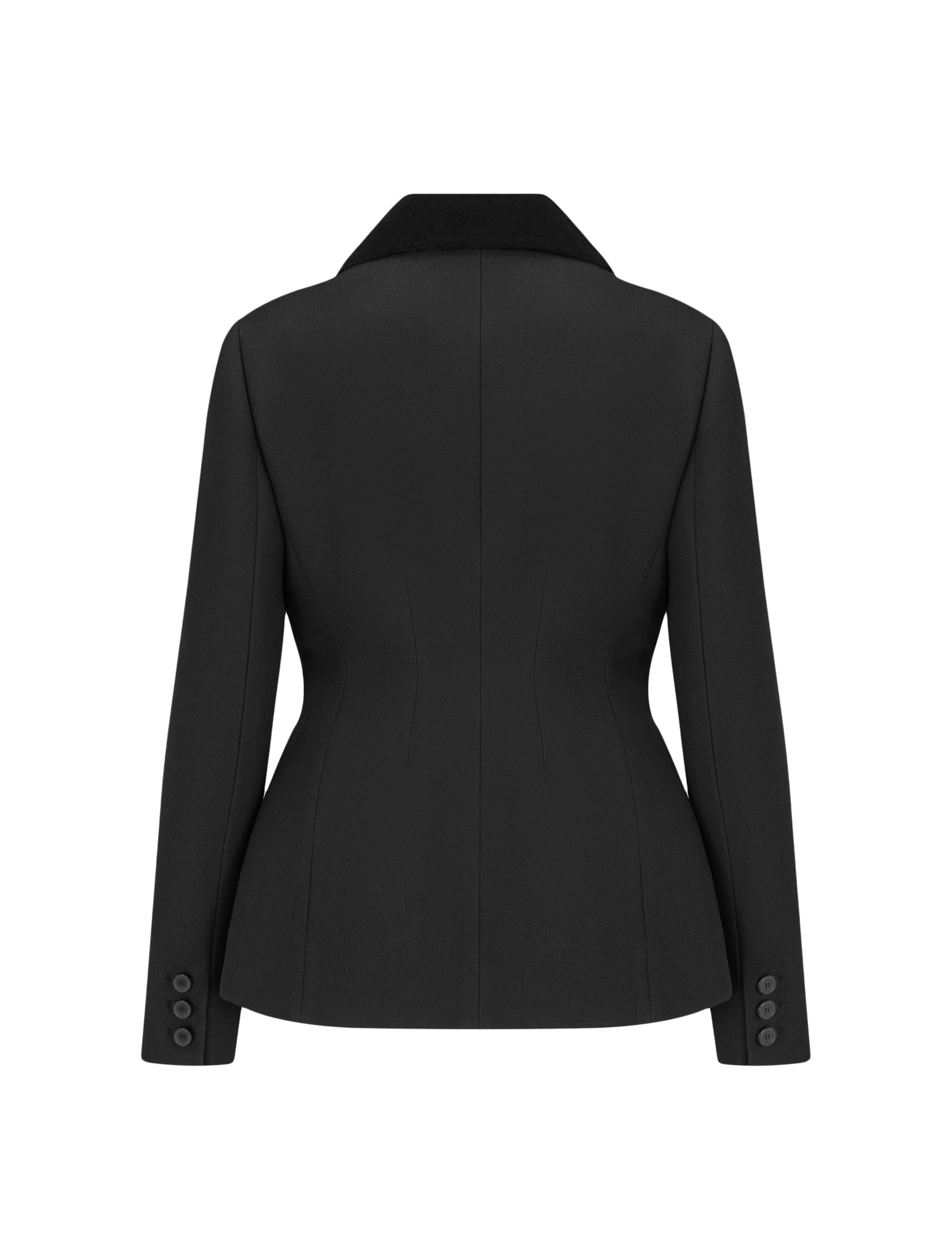 FITTED JACKET in black wool and silk with velvet effect
