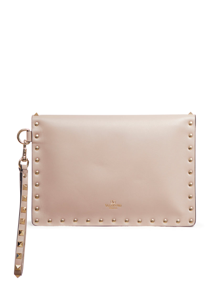 Rockstud leather clutch bag