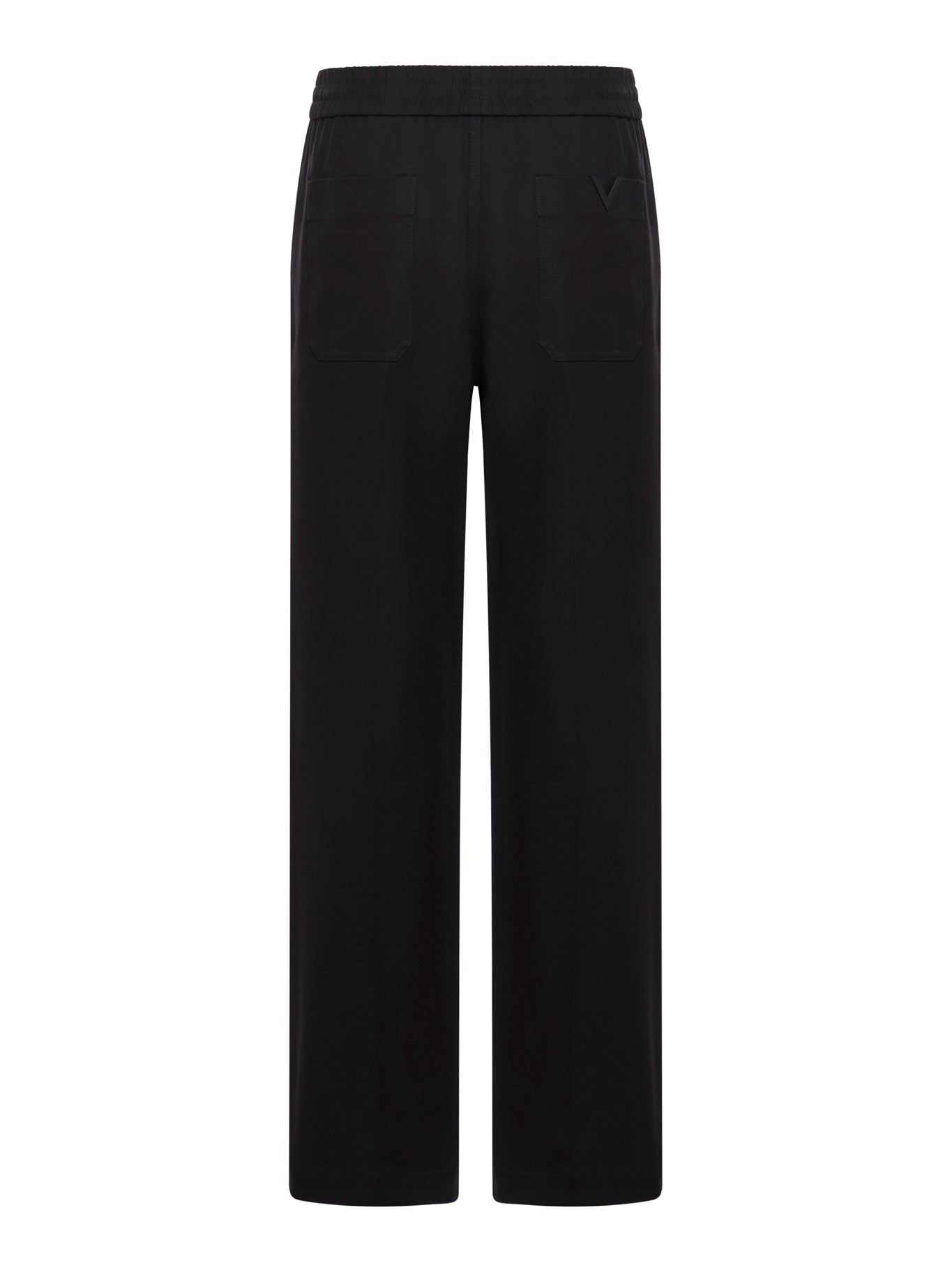 BLACK PANTS WITH METALLIC LOGO