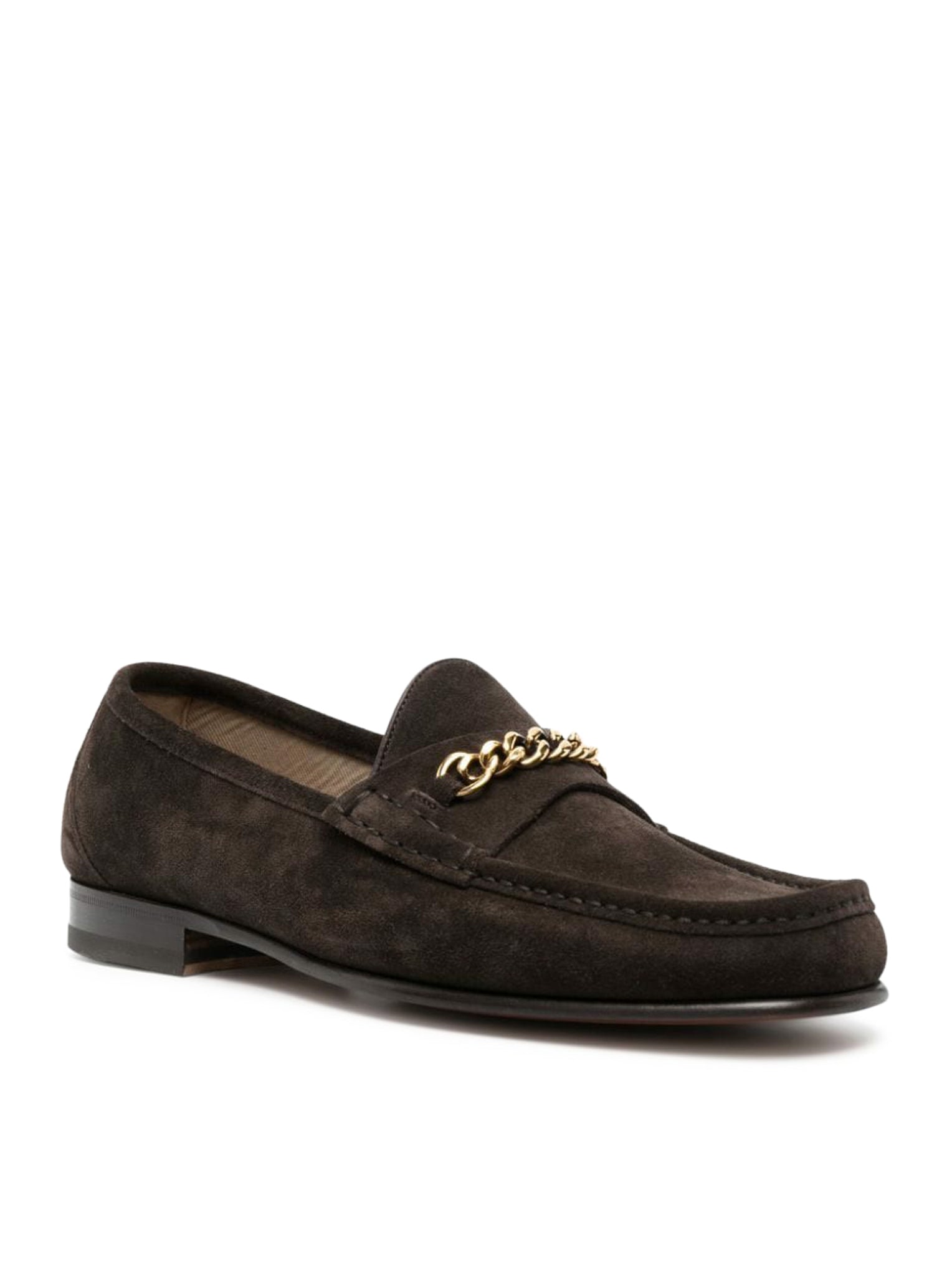 chain suede loafers