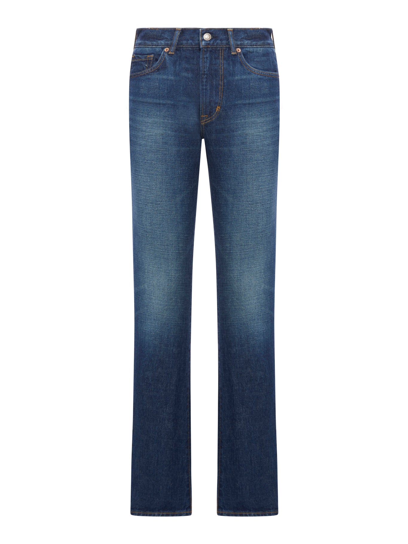 STONE WASHED DENIM STRAIGHT FIT JEANS