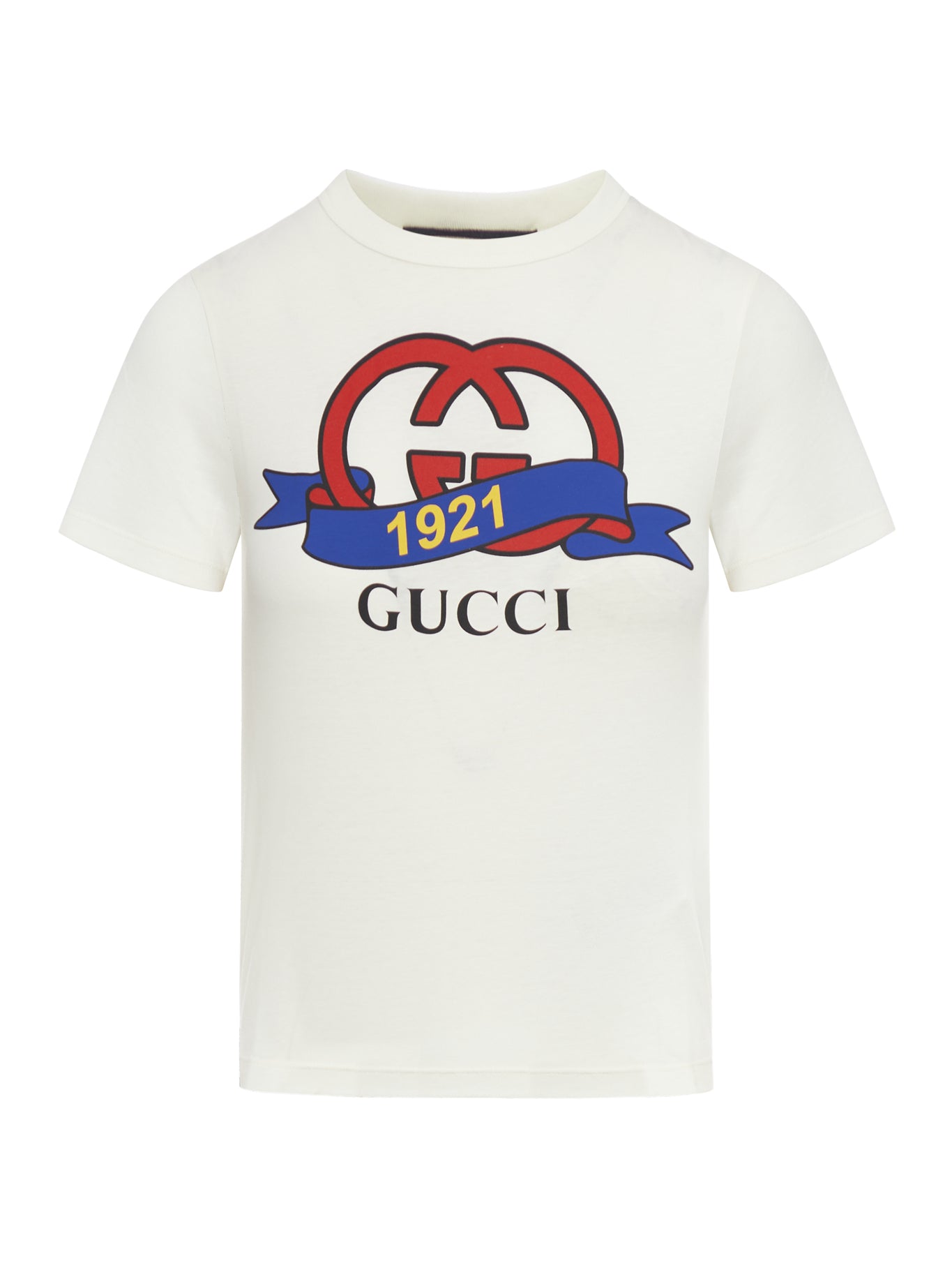 COTTON T-SHIRT WITH GG GUCCI 1921 CROSS PRINT