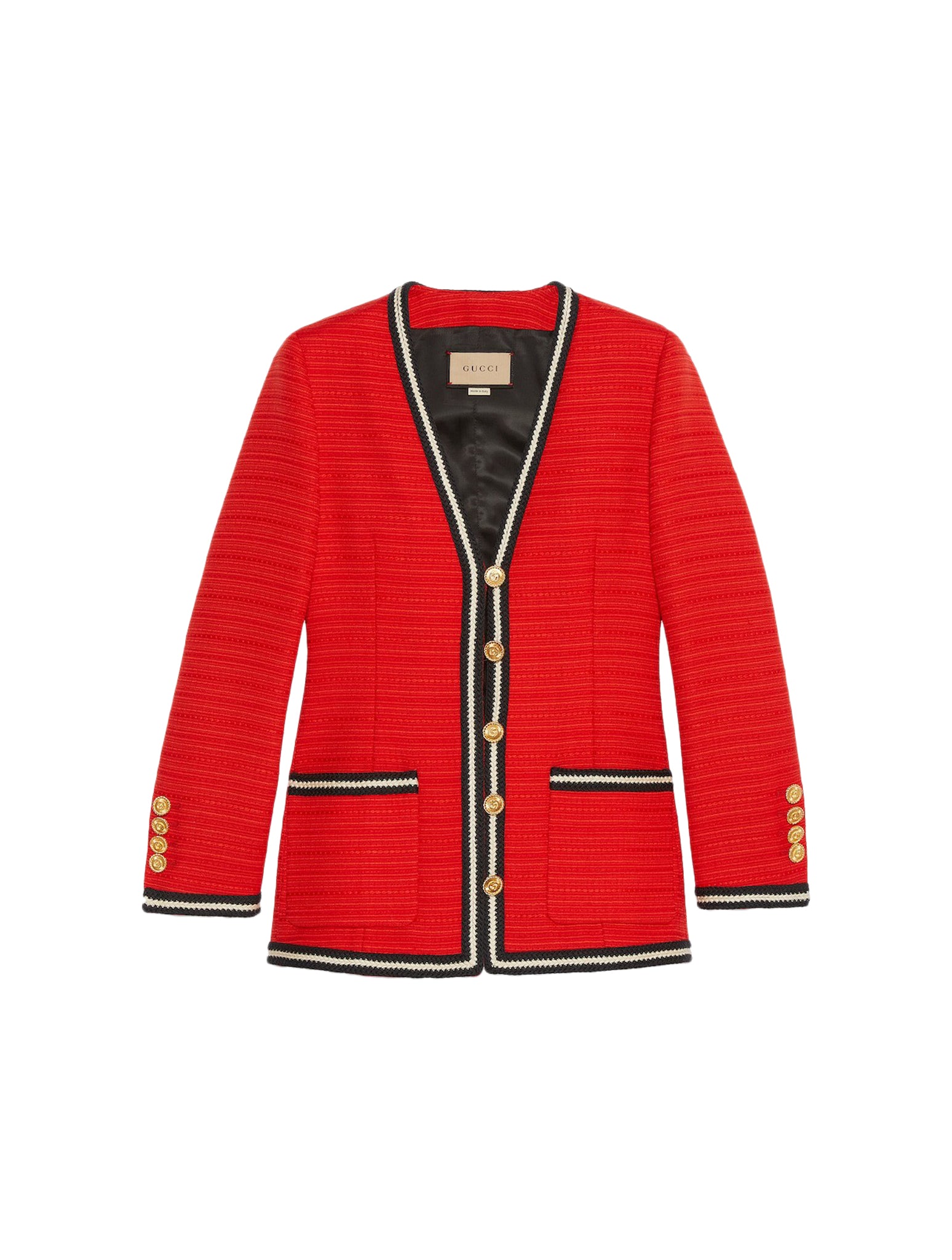WOOL JACKET WITH WOVEN RIBBON FINISHES