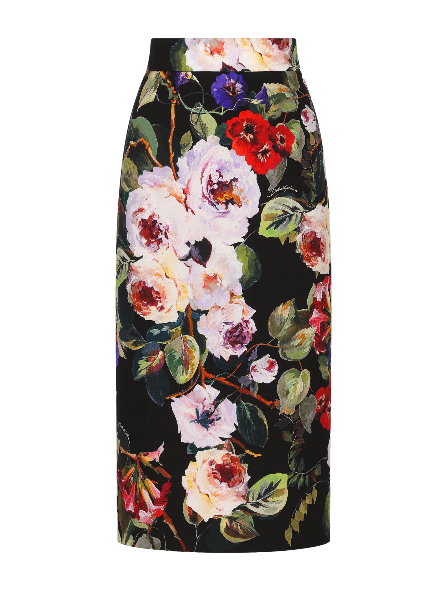 LONGUETTE SKIRT IN ROSETO PRINT CHARMEUSE