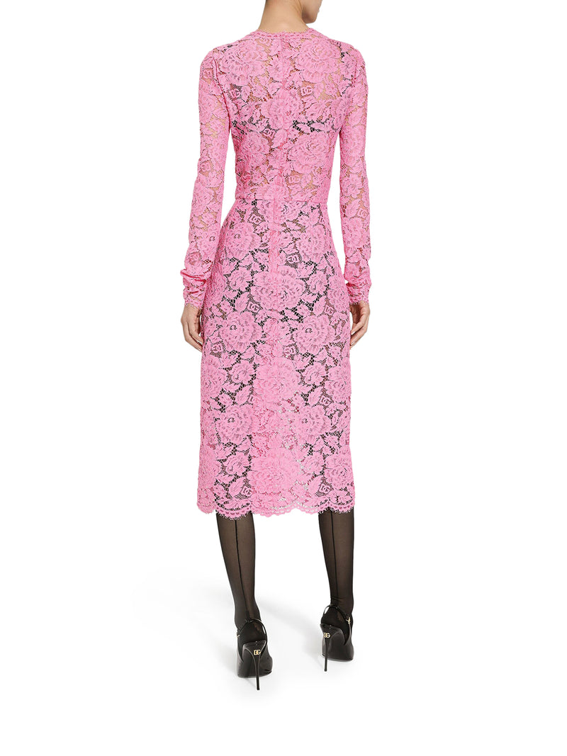 BRANDED FLORAL CORDONETTO LACE SHEATH DRESS