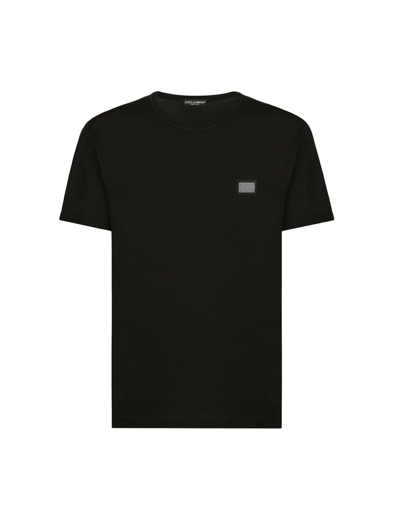 COTTON T-SHIRT WITH LOGO PLATE