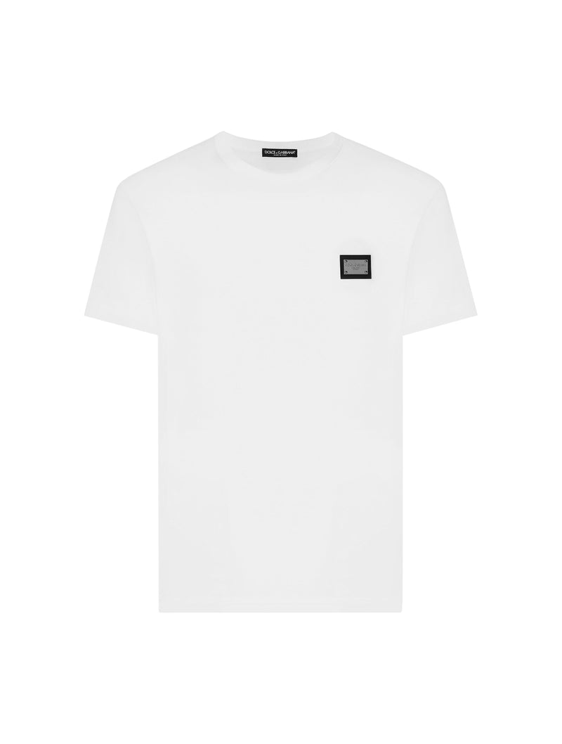 COTTON T-SHIRT WITH LOGO PLATE