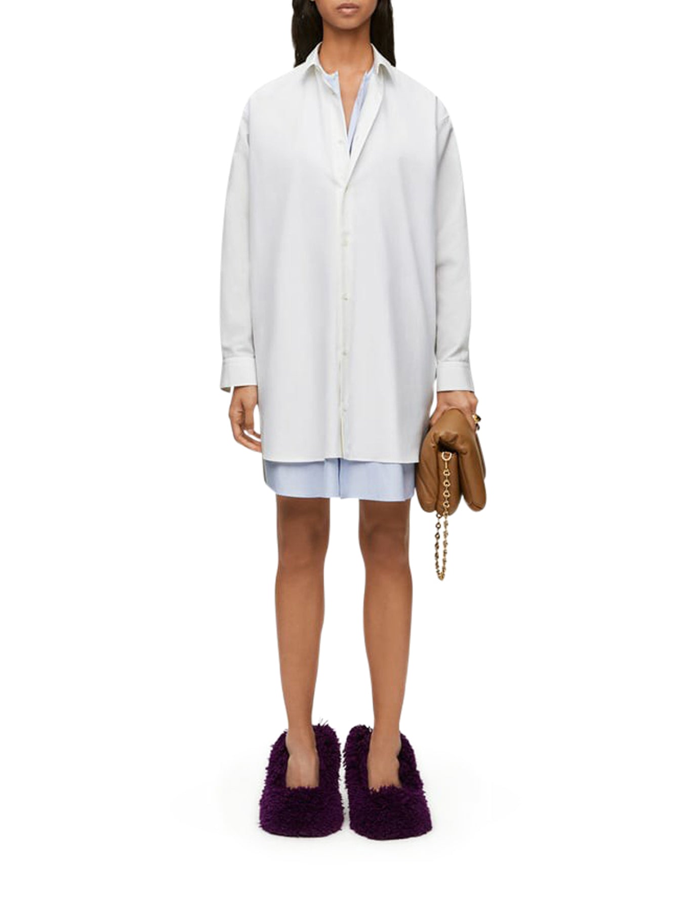 Double layer shirt dress in cotton and silk