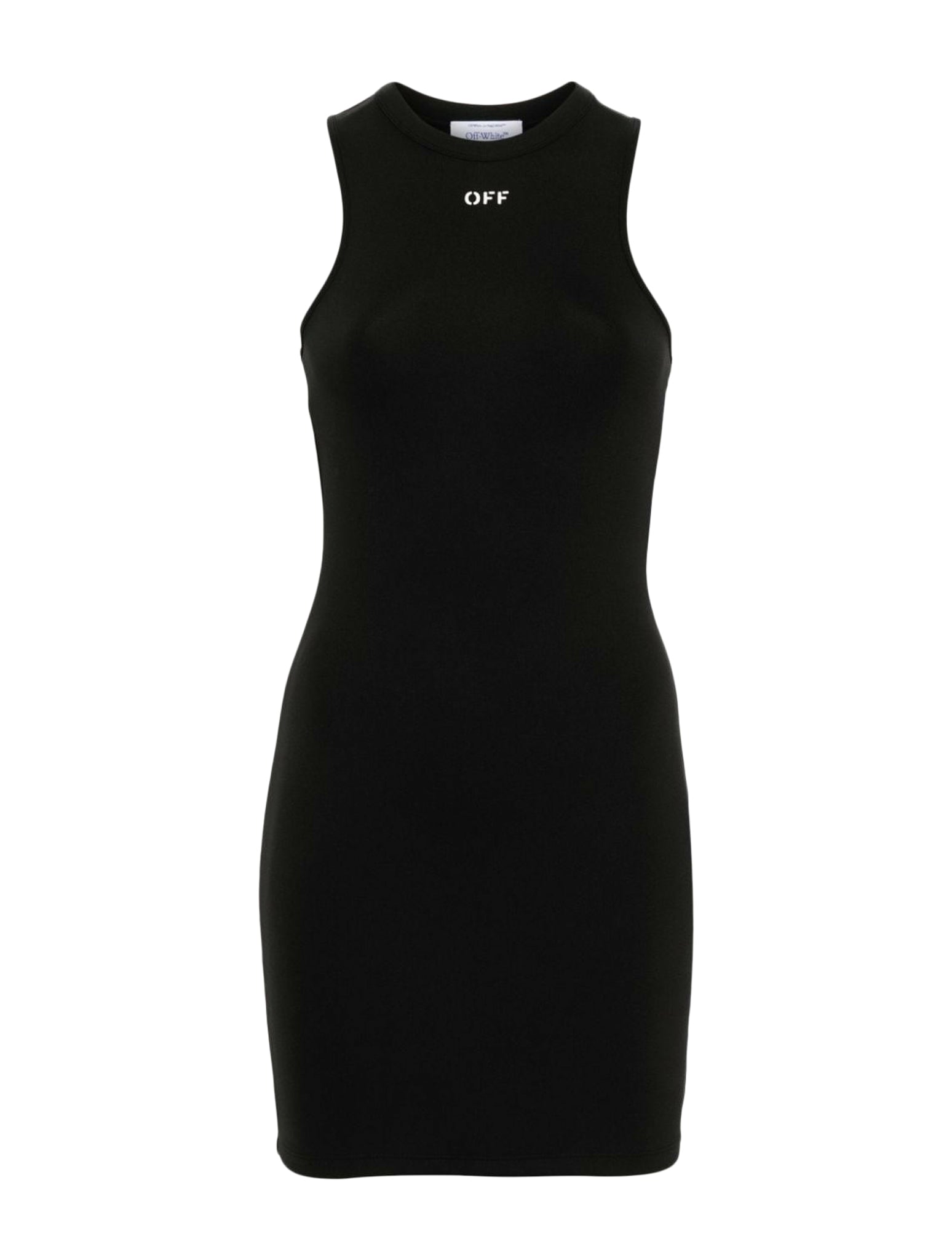 Fitted mini dress with neckline