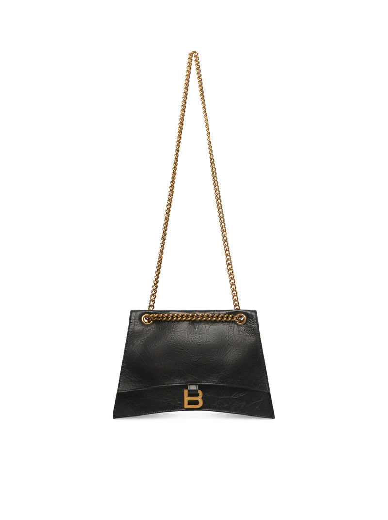 MEDIUM CRUSH BAG WITH CHAIN FOR WOMEN IN BLACK