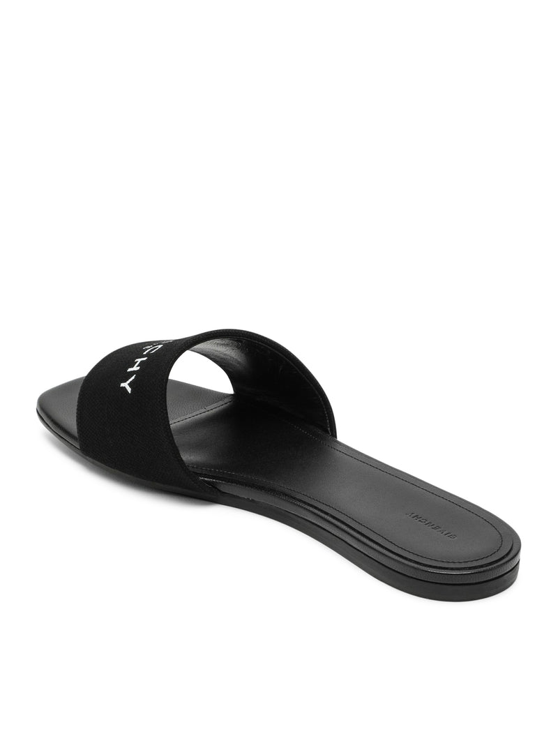 Low black canvas sandal