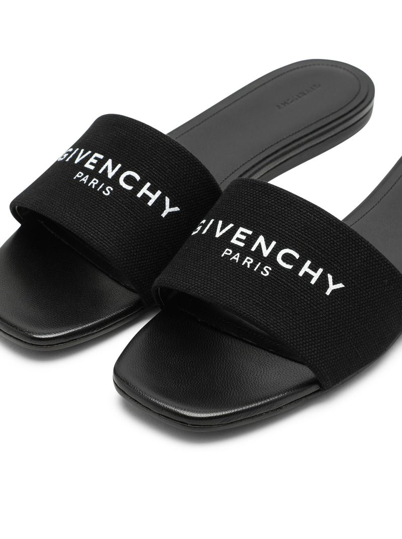 Low black canvas sandal