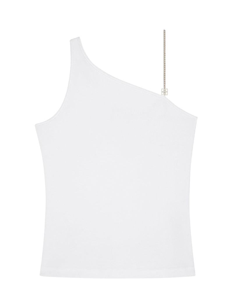 Asymmetric cotton top with chain