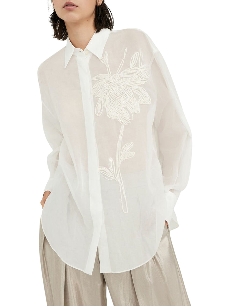 Shirt with floral embroidery