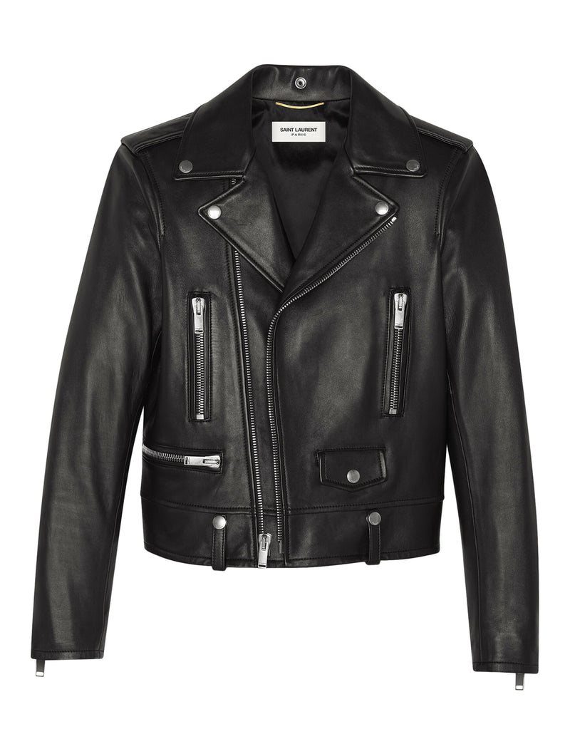 BLACK LEATHER MOTORCYCLE JACKET