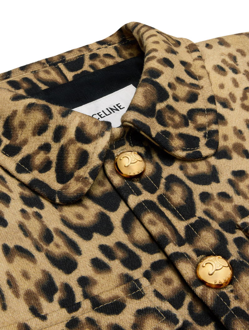 DOUBLE WOOL CARDIGAN JACKET LEOPARD PRINT