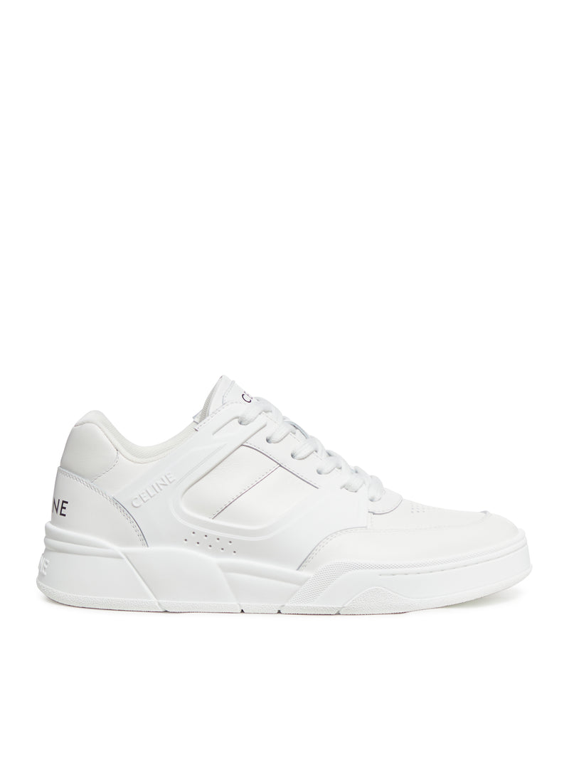 Celine TRIOMPHE White Mesh/Leather Lace Up Low Top Sneakers Men's