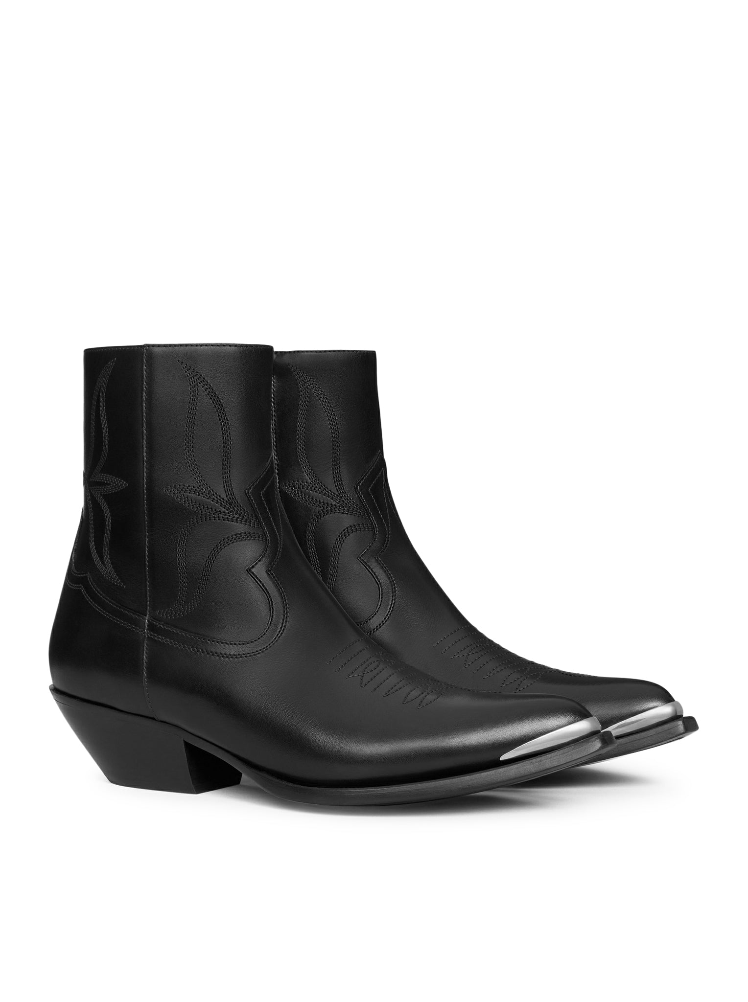 CELINE LEON BOOT WITH ZIP AND METAL TOE IN POLISHED CALFSKIN