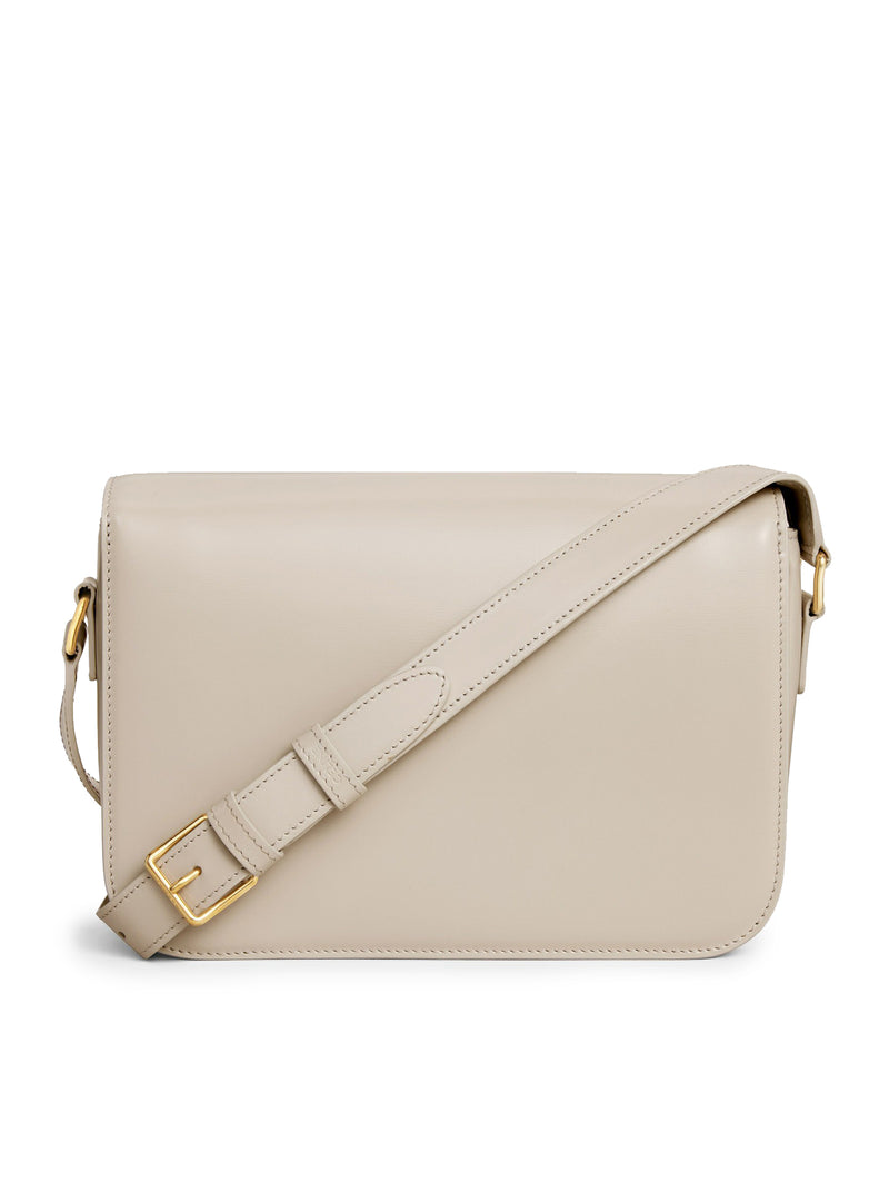 TRIOMPHE CLASSIQUE BAG IN LIGHT STONE GRAY POLISHED CALF LEATHER