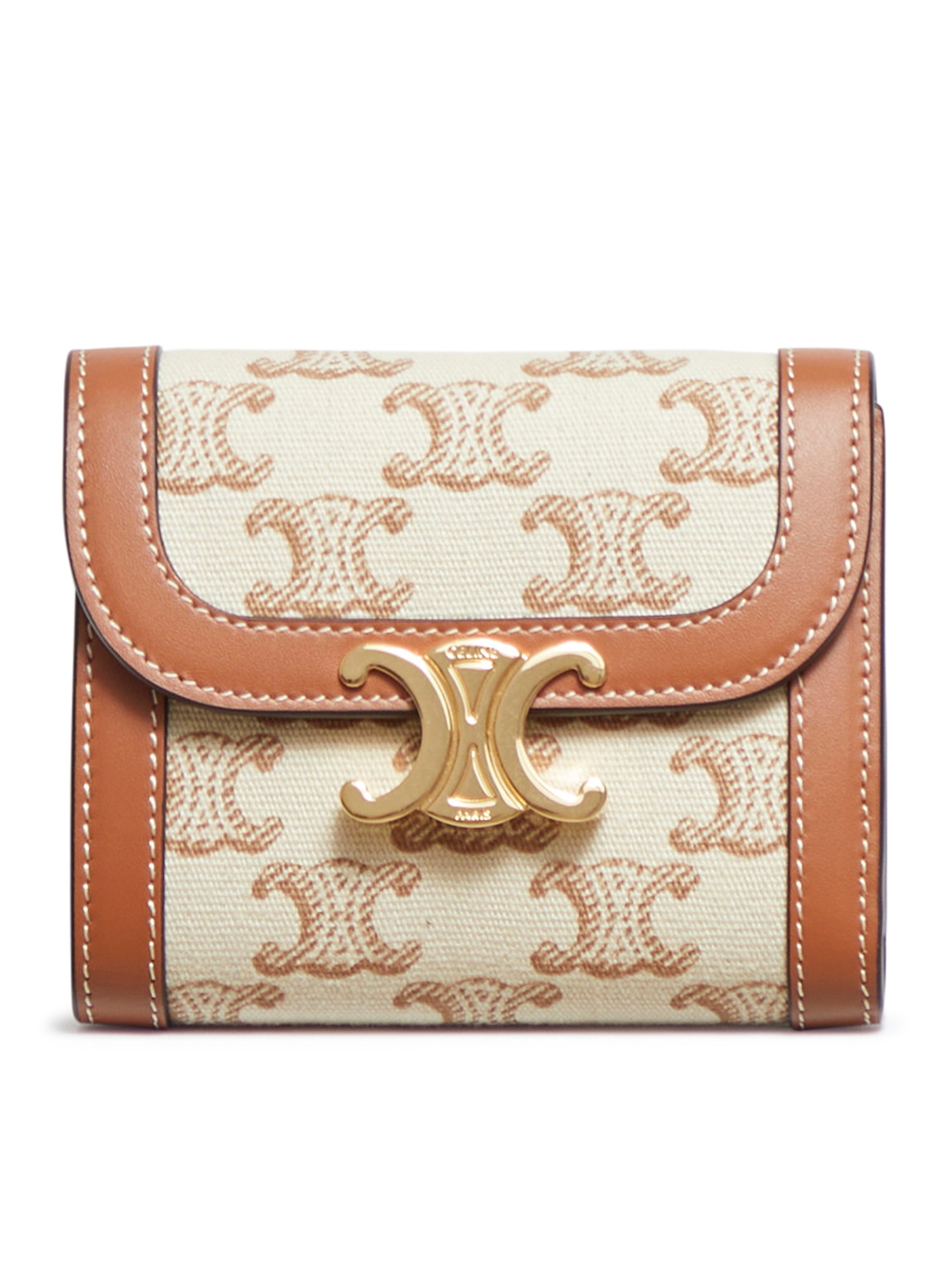 SMALL TRIOMPHE WALLET IN FABRIC AND CALF LEATHER