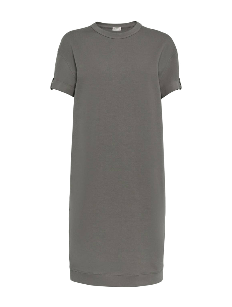 Short crew-neck dress with long sleeves