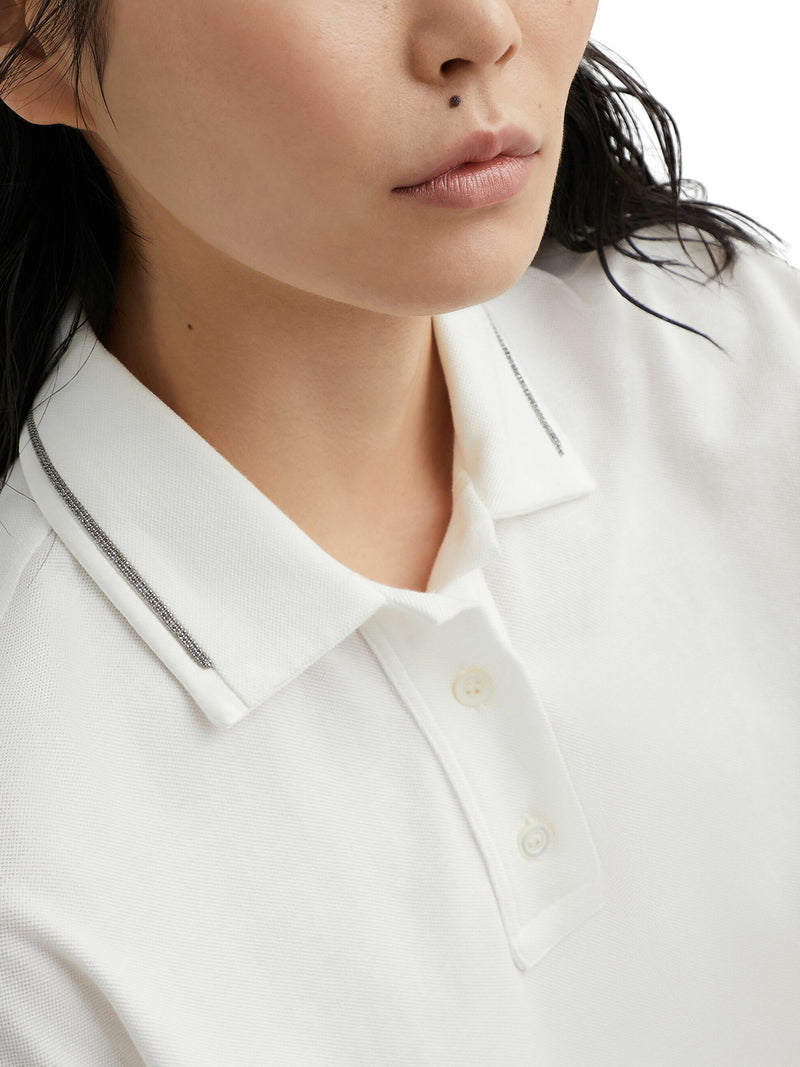 Monili chain-detailed cotton polo shirt