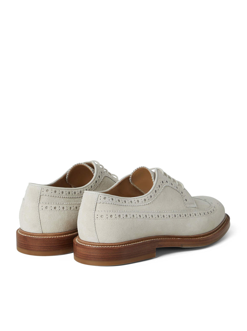 perforated-embellished suede derby shoes