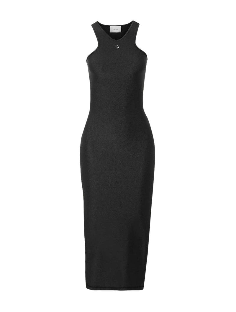 Black Leather Girdle Patch Sleeveless Fishtail Dress  Black cocktail dress,  Fishtail dress, Midi dress sleeveless