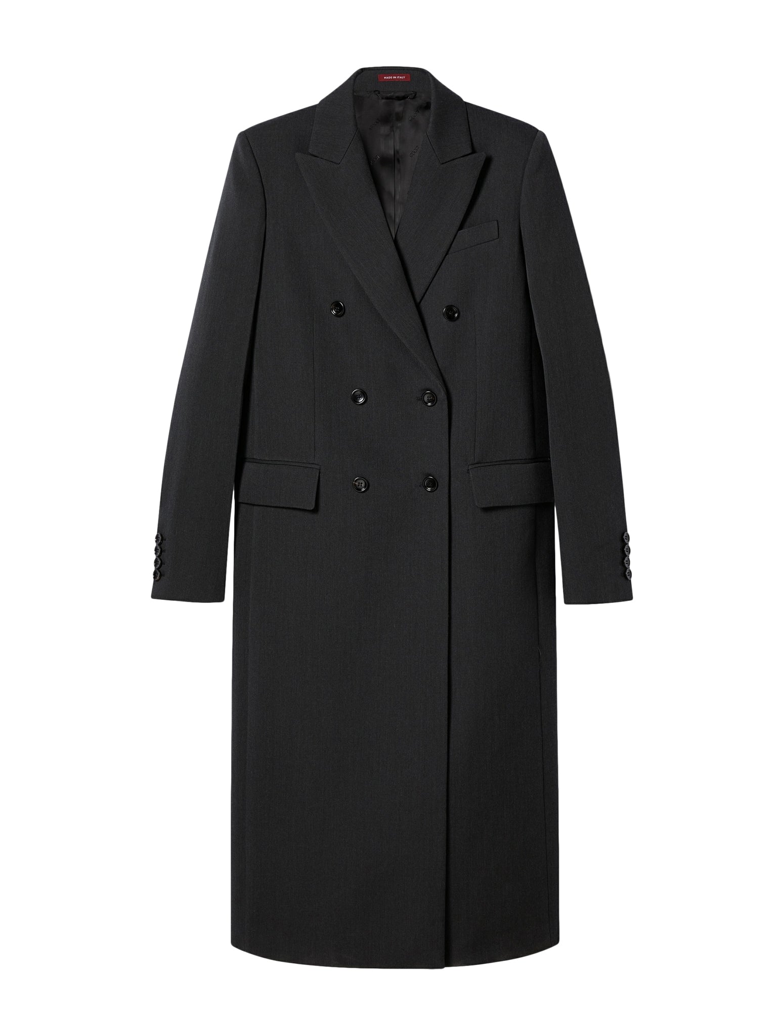 LONG DOUBLE-BREASTED WOOL COAT