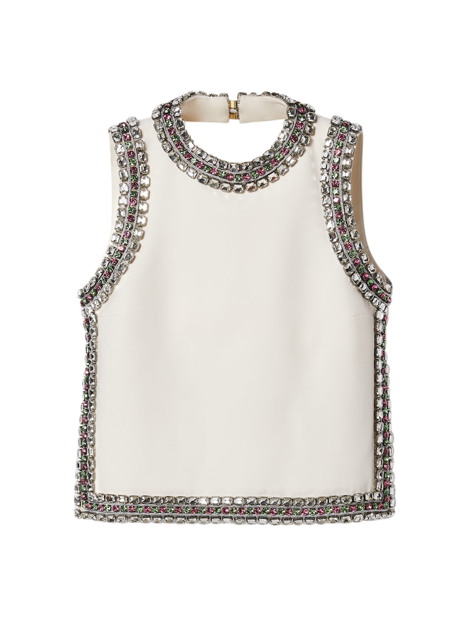 TOP IN WOOL AND SILK WITH CRYSTAL EMBROIDERY