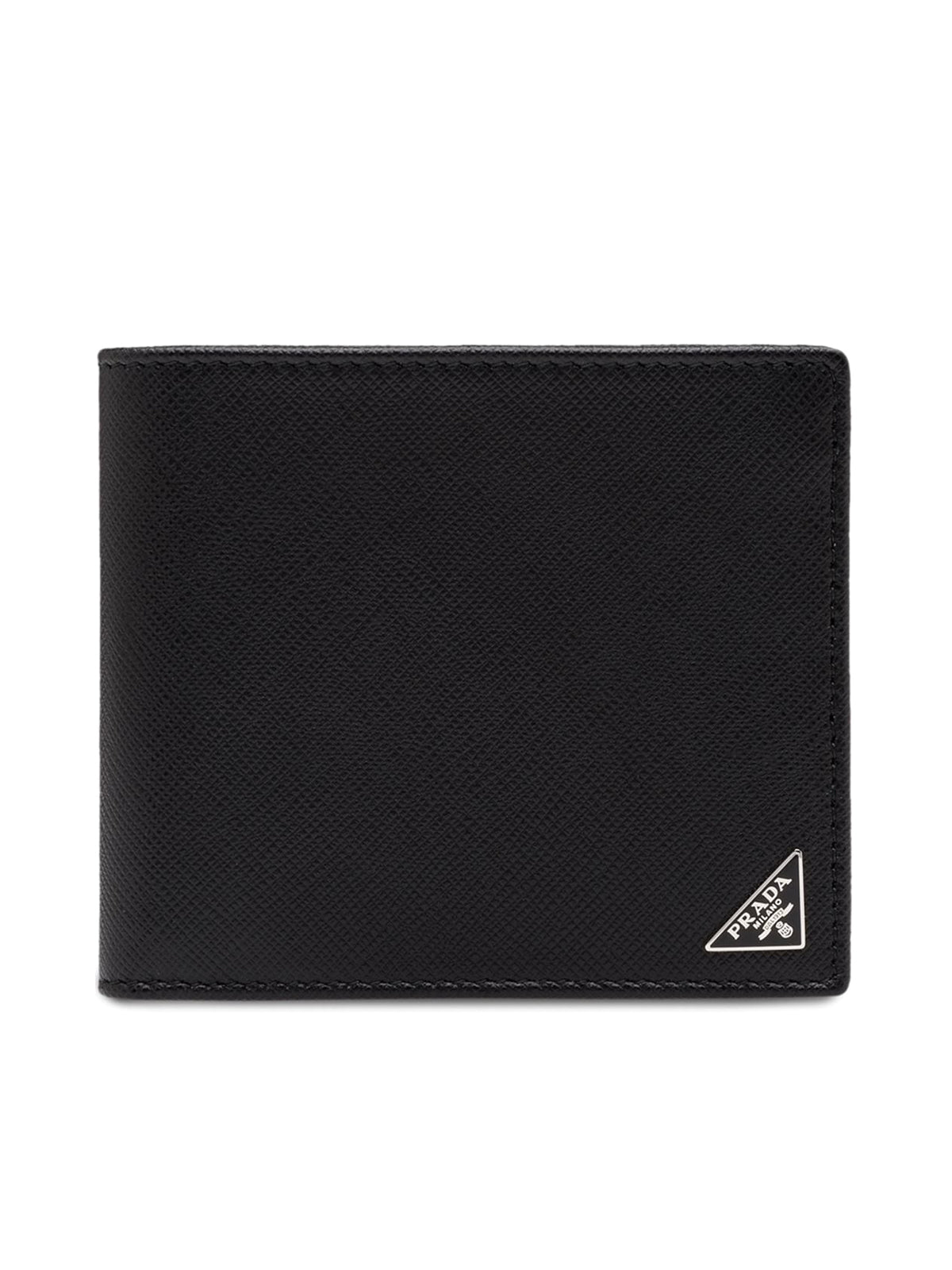 PRADA Saffiano Leather Mens Bi-Fold Wallet Black